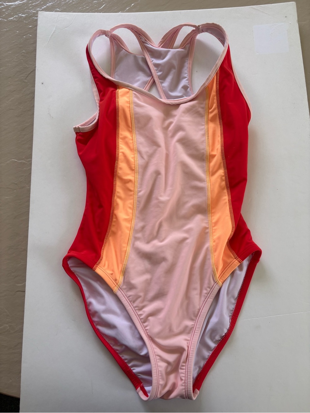 Women’s Colorblock One-Piece Swimsuit - Pink & deep orange